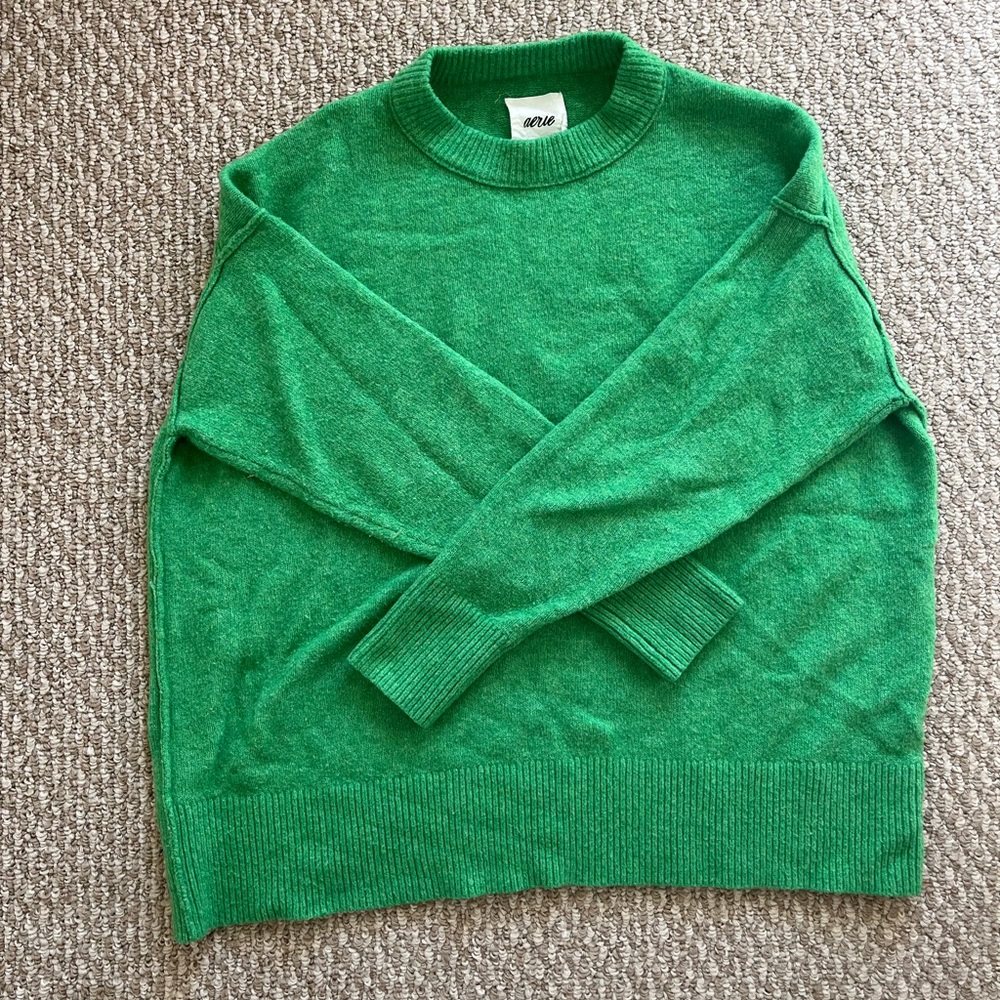 Aerie Vibrant Green Crewneck Sweater